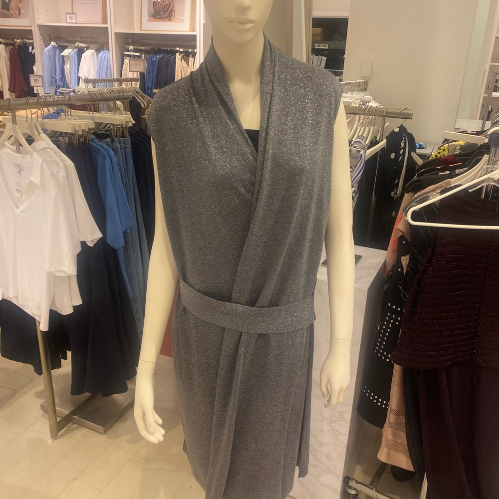 NWT | NIC + ZOE Smoke Gray Belted Dress – Chic & Shimmery, Size M